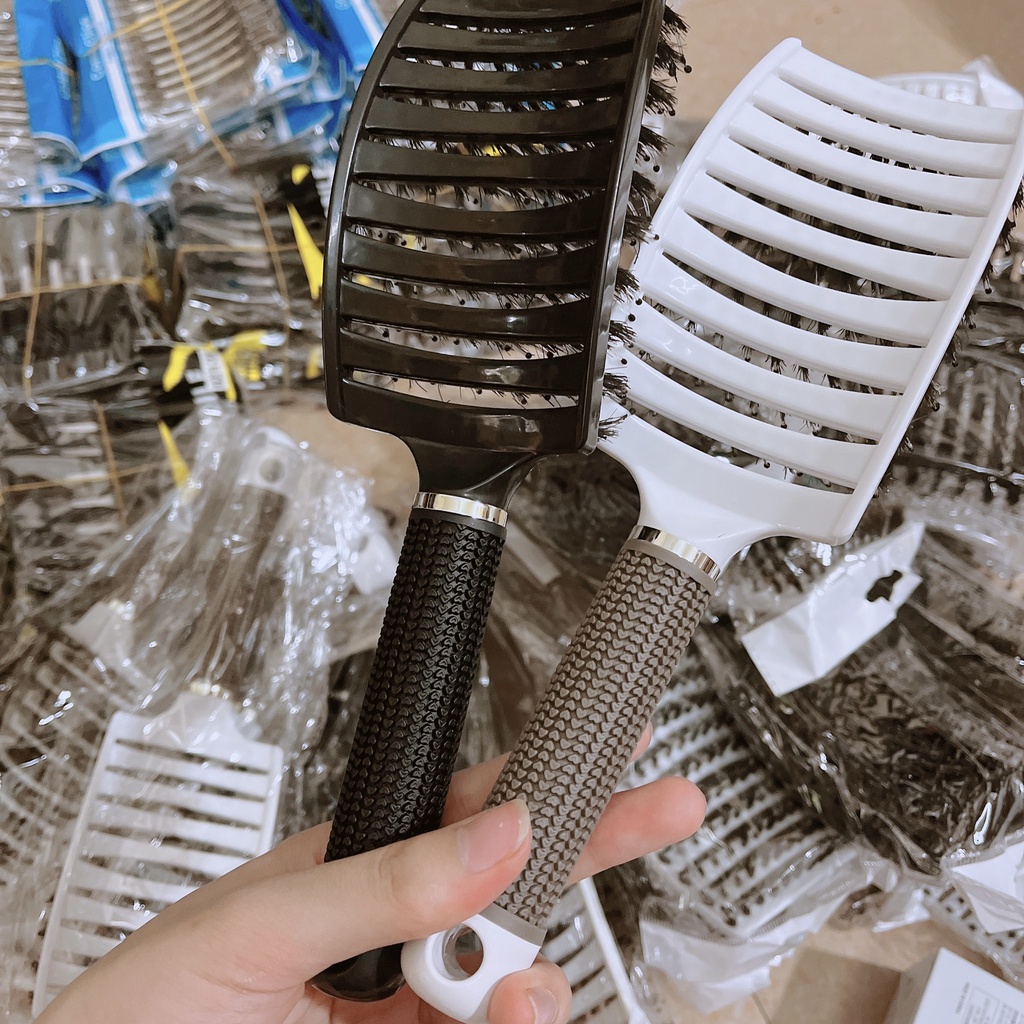 Lược gỡ rối,tạo phồng tóc,lược sấy tạo kiểu tóc bán nguyệt cỡ lớn chuyên dùng trong salon tóc
