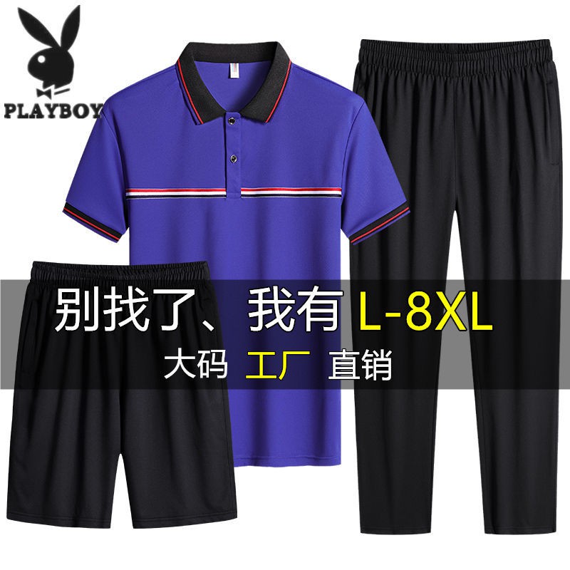 Áo sơ mi trung niên ngắn tay nam mỏng phù hợp với bố mùa hèBộ đồ thể thao ngắn tay Playboy nam plus size 50 tuổi của bố