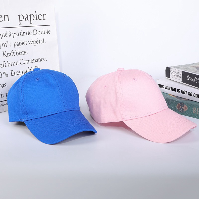 Mũ lưỡi trai Xanh Dương trơn có lỗ thông gió và dán tăng giảm phía sau thời trang Unisex Nam Nữ đội đẹp