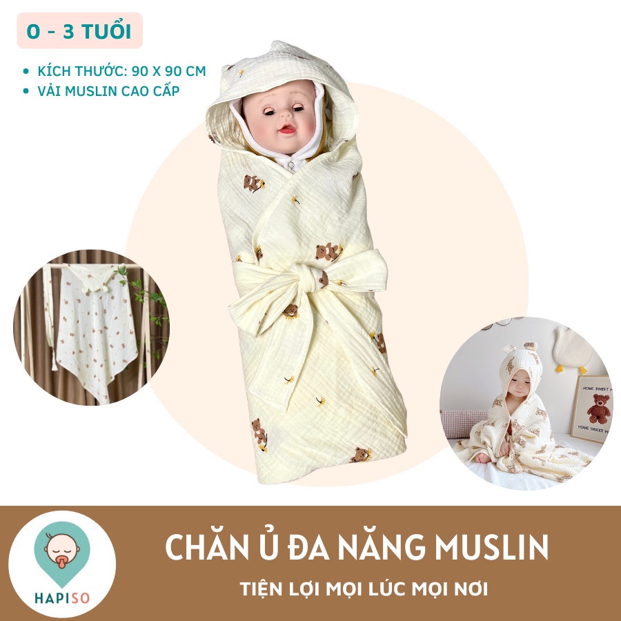 Chăn ủ đa năng Muslin, Khăn quấn đa năng cho bé