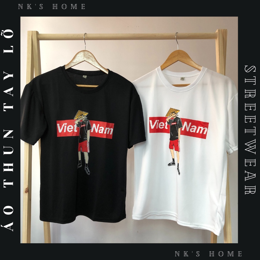 AT031 - Áo thun tay lỡ unisex cho nam nữ kiểu dáng sadboiz in hình DÂN CHƠI NÓN LÁ VIỆT NAM thiết kế form rộng