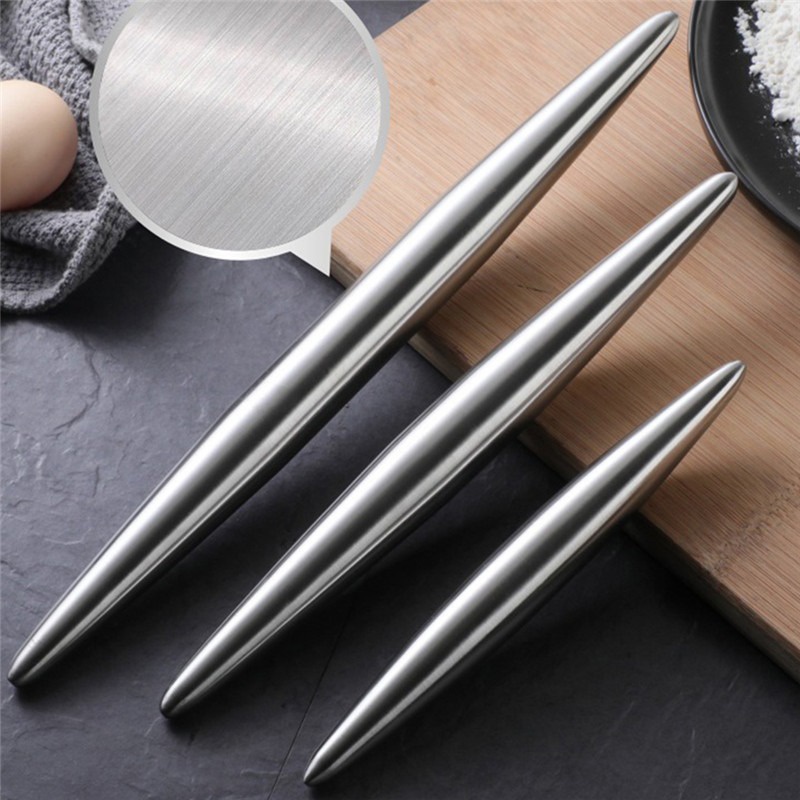 1Pc Stainless Steel Rolling Pin Kitchen UtensilsMaking Dough for BakingPizza NoodlesBiscuit DumplingsNon-stickBaking Tools