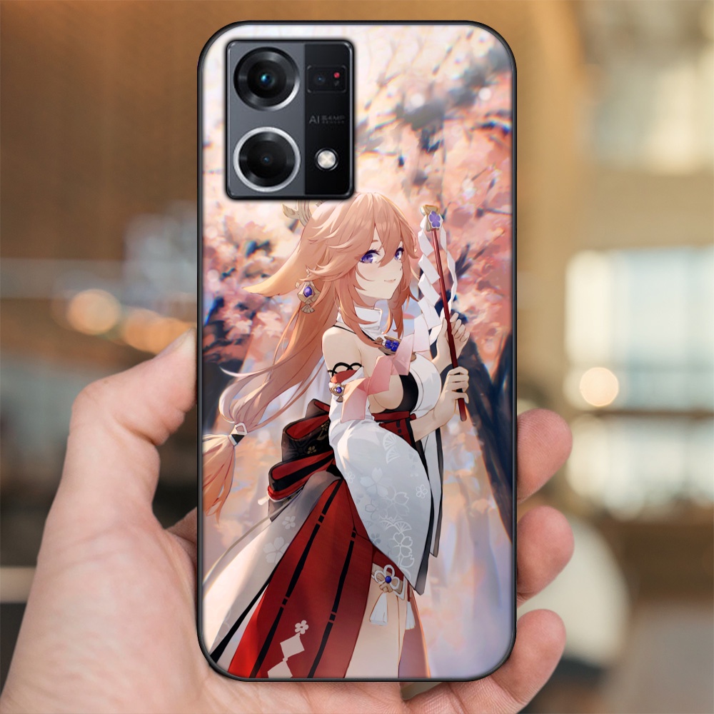 Ốp lưng Oppo Reno 8 4G viền đen in hình Yae Miko Genshin Impact