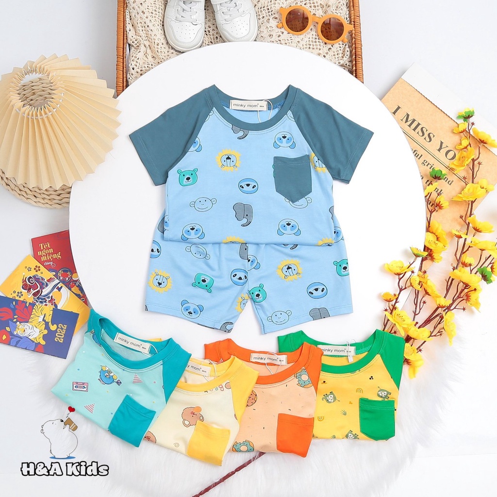 Đồ bộ MINKY MOM size đại cho bé trai bé gái cộc tay thun lạnh, bộ quần áo trẻ em monky mom mặc nhà cho bé 1 2 3 4 5 tuổi