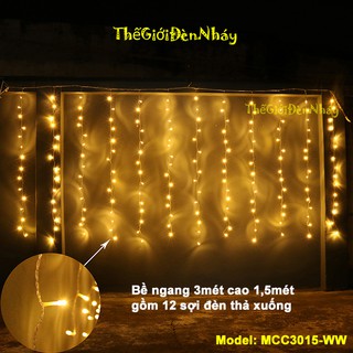 Đèn Nháy Thả Mành 3x1.5m - Ánh Sáng Vàng Nắng - Thế Giới Đèn Nháy