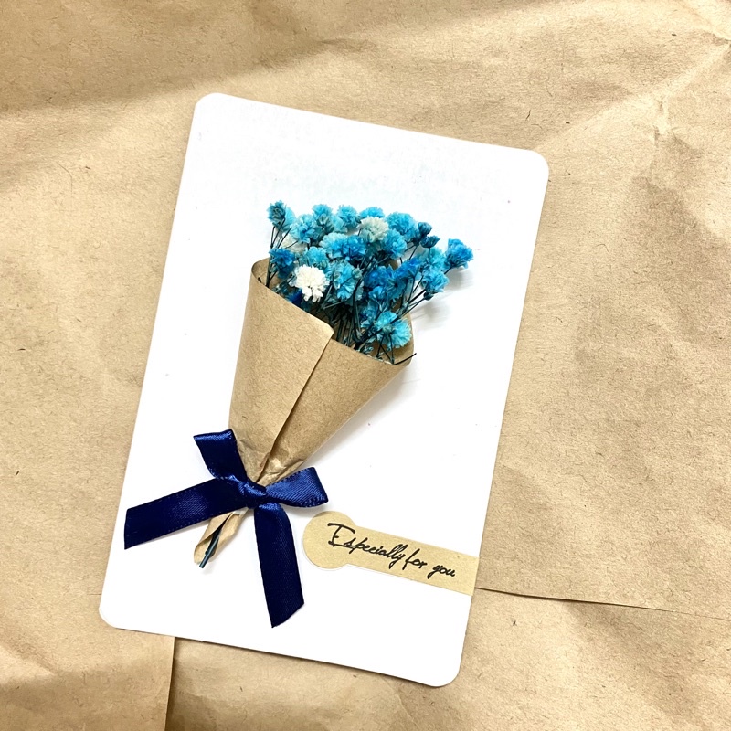 Thiệp chúc mừng trang trí hoa khô handmade 10x15cm