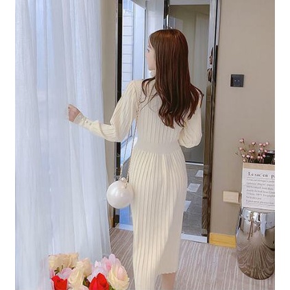 Đầm sweater dáng dài thời trang thu đông Pháp mới 2022