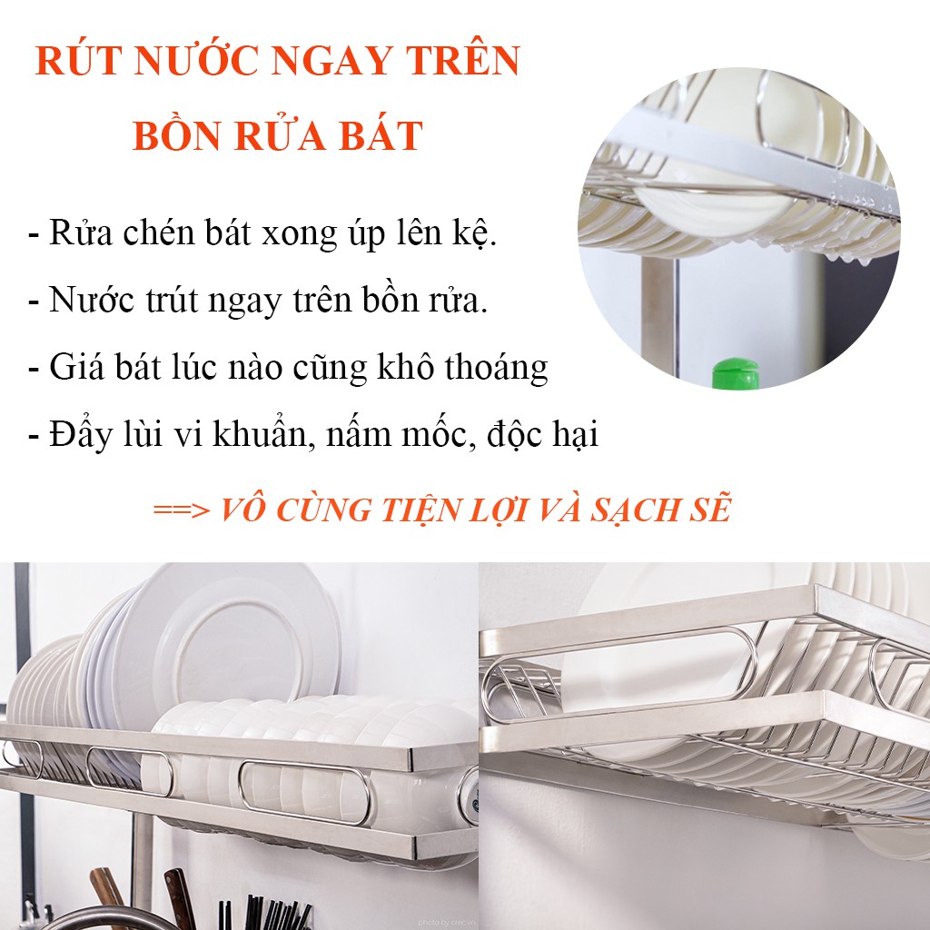 [HÀNG VIỆT NAM] - Kệ đựng chén bát inox đa năng Foodcom - Made in Việt Nam - Loại 86cm - 1 tầng | BigBuy360 - bigbuy360.vn