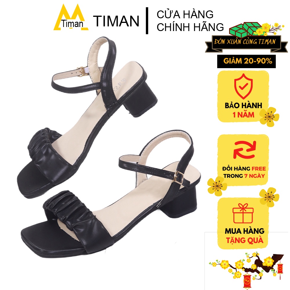 Giày sandal nữ 3cm quai mảnh TIMAN TD16 êm chân thoải mái tôn dáng bảo hành 1 năm