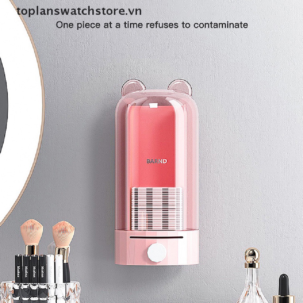 1 Hộp Đựng Bông Tẩy Trang Treo Tường Trong Suốt Dạng Nhấn Tiện Dụng