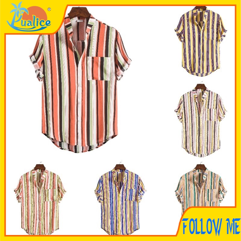 Cotton Short Sleeve Striped Shirt series men's casual wear1