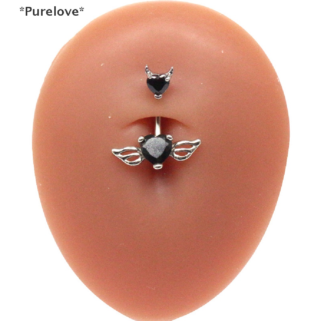 [Purelove] Khuyên Rốn Đính Pha Lê Hình Trái Tim Đôi Cánh Thời Trang