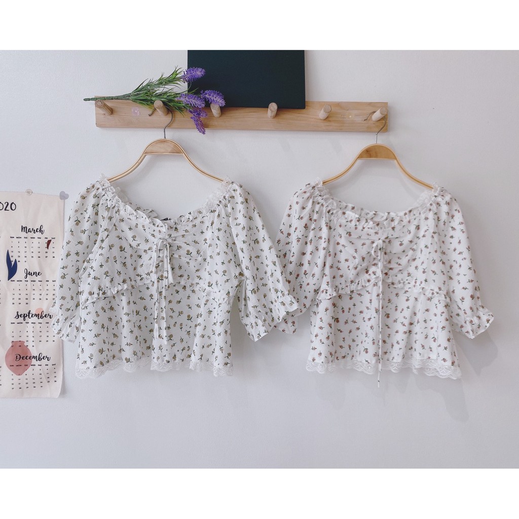 Áo thô cổ viền ren nơ ngực siêu xinh Ulzzang style  AK1919 Hàng quảng Châu