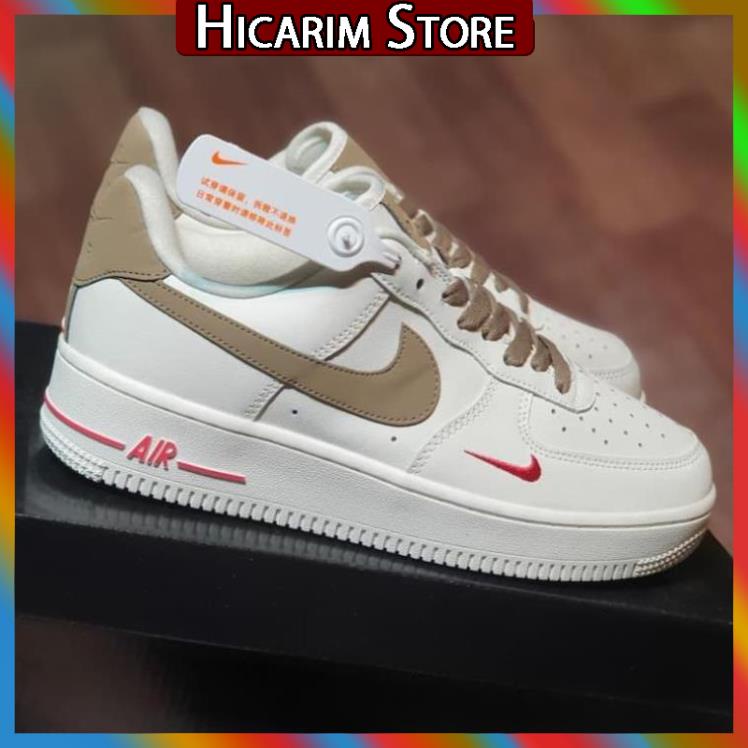 Giày thể thao nike_AF1 vệt nâu, Giày sneaker air force 1 low premium white brown nam nữ cực chất dễ phối đồ 2021