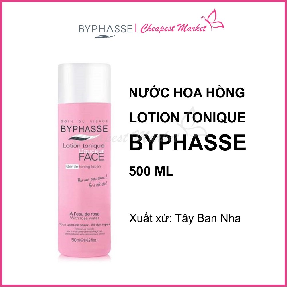 [ CÓ TEM NHÃN] Nước Hoa Hồng Dưỡng Da Byphasse 500ml Màu Hồng