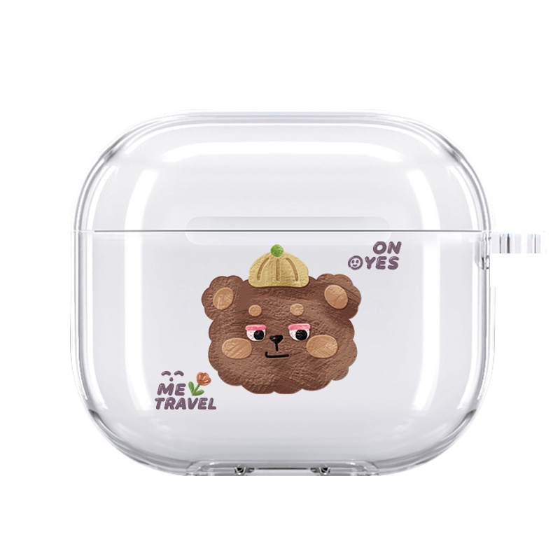 Vỏ Bảo Vệ Hộp Sạc Tai Nghe airpods 1/2/Pro 3rd Generation Pro 1/2 Trong Suốt Chống Sốc Hình Gấu Kiểu Tranh Sơn Dầu