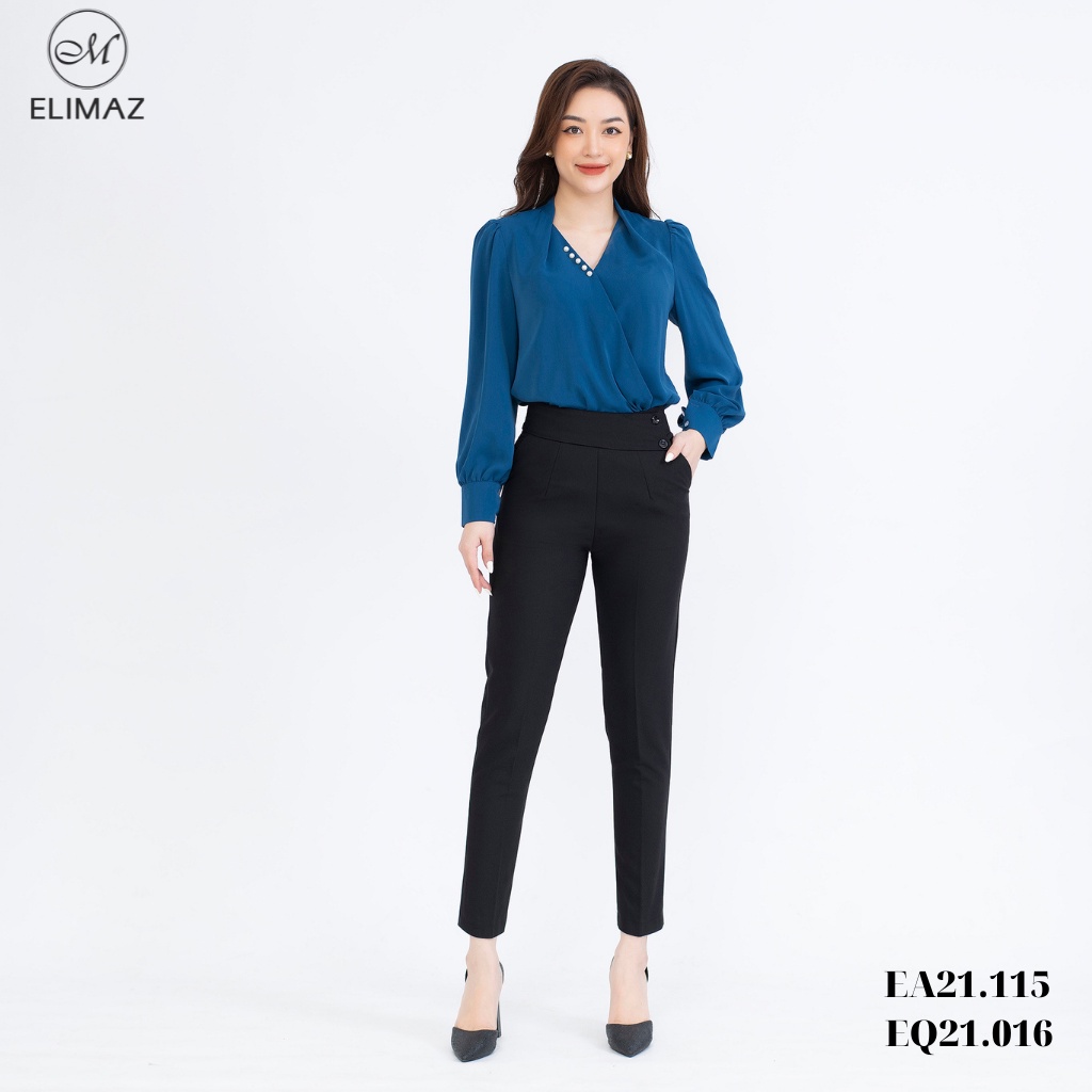 Quần âu nữ Elimaz công sở lưng cao 2 khuy eo chất liệu tuýt si cao cấp EQ21.016