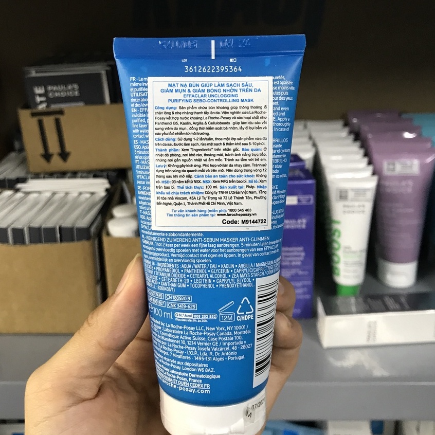 LA ROCHE-POSAY Mặt Nạ Bùn Effaclar Sebo-Controlling Clay Mask làm sạch sâu, giảm mụn, giảm nhờn 100ml