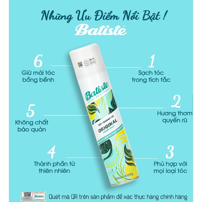 UK I Dầu Gội Khô Batiste Girlz Only Dry Shampoo 200ml Tóc Hết Ngứa, Hết Bết Dính, Tóc Bồng Bềnh, Tơi Mịn, Thơm Tức Thì