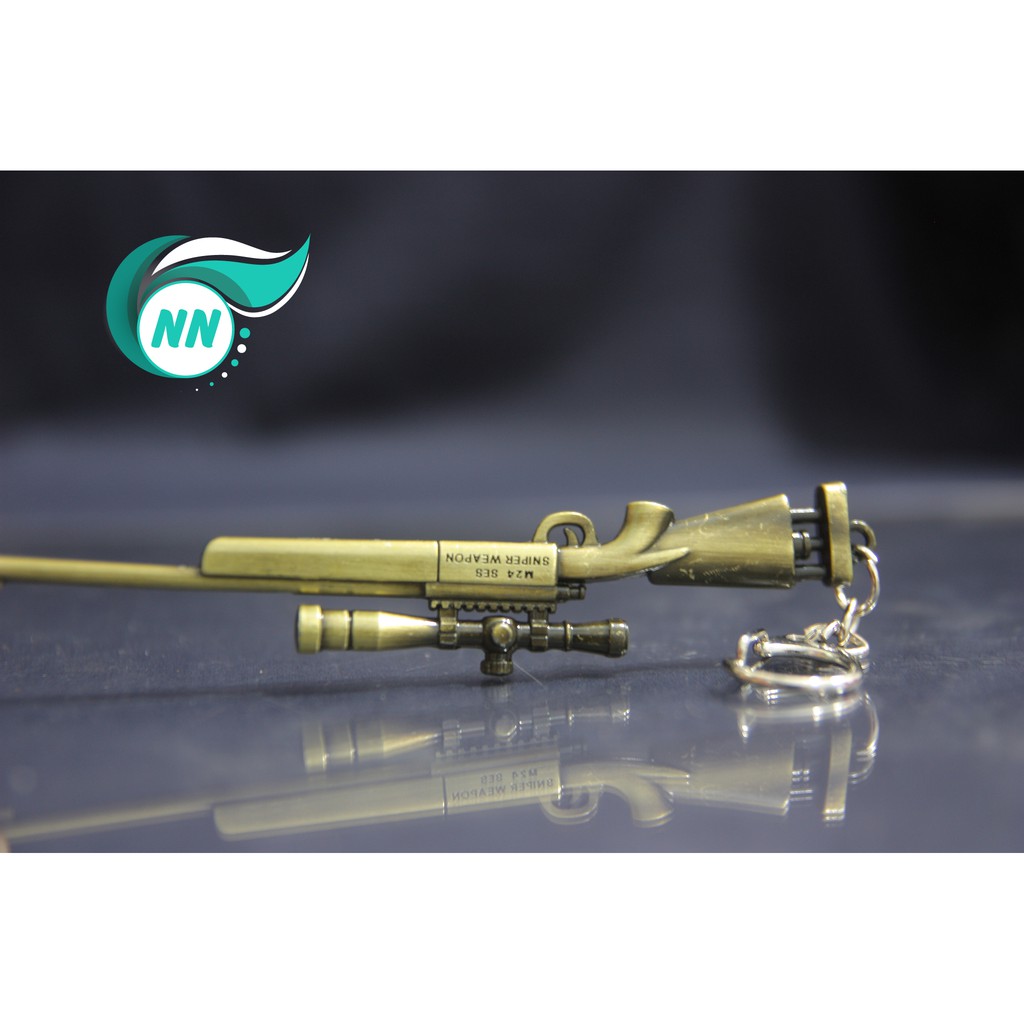 Móc Khóa Mô hình Pubg M24 xi mạ đồng thau bóng loáng , phụ kiện móc khóa pubg mô hình trong game