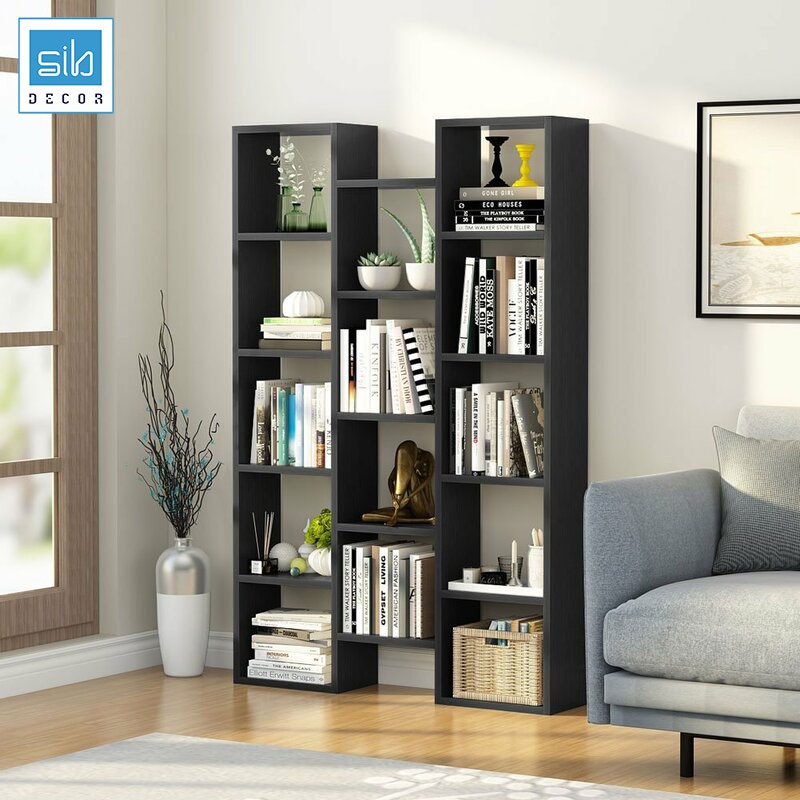 Kệ Sách Đa Tầng 14 Ngăn Hiện Đại SIB Decor, Có Kèm Pát Chống Lật Kệ An Toàn, Chắc Chắn 155 x 95 x 20cm
