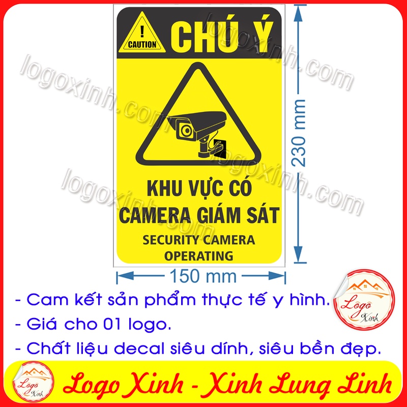 LOGO TEM STICKER CẢNH BÁO KHU VỰC CÓ CAMERA GIÁM SÁT, SECURITY CAMERA CCTV IS OPERATING - BIỂN CẢNH BÁO AN TOÀN LAO ĐỘNG