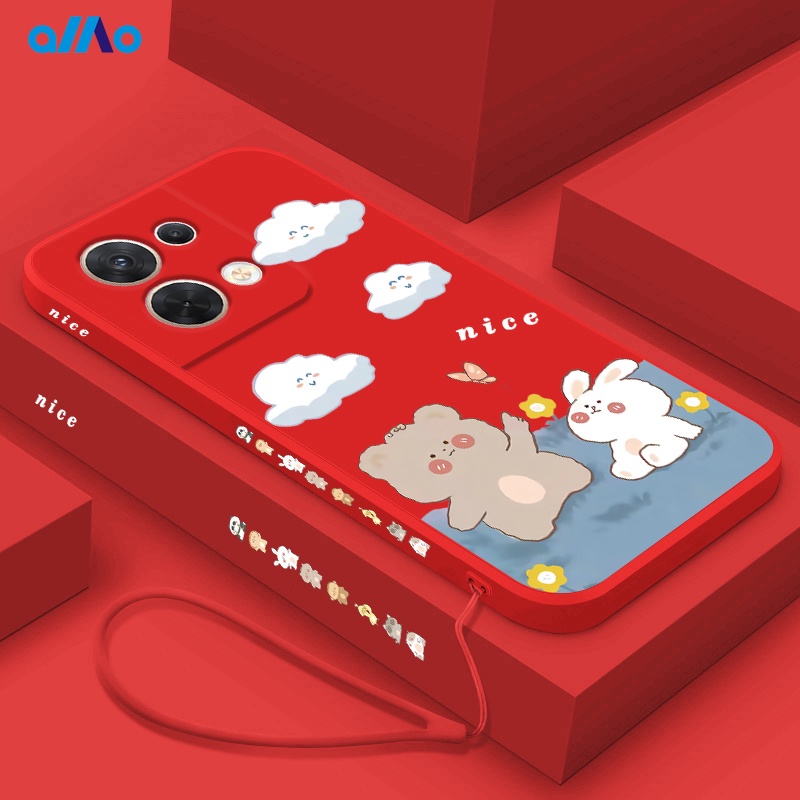 Ốp Điện Thoại Chống Sốc Họa Tiết Thỏ Đám Mây Cho OPPO reno 10 A18 Reno8 Pro 4G Reno8 Z 5G A77 4G