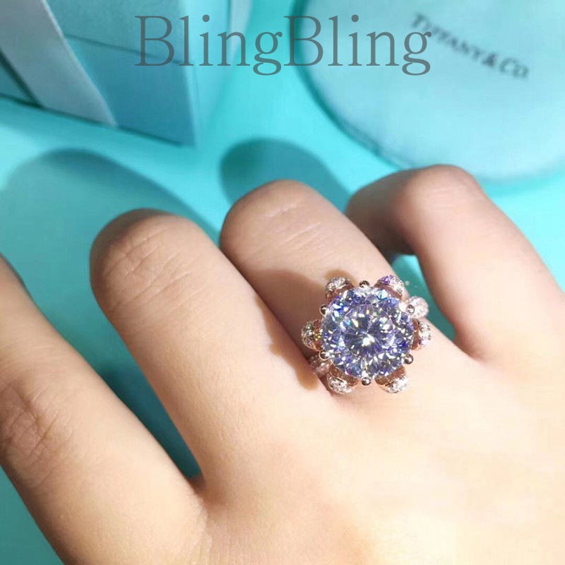 ✨Blingbling✨ Nhẫn Kim Cương Nhân Tạo 5 Màu Sắc Có Thể Chuyển Động Được Đính Đá Moissan