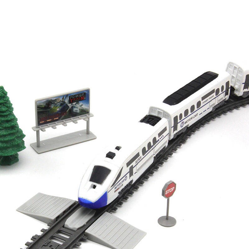 Lắp ráp đồ chơi xe lửa trẻ em mô phỏng tàu cao tốc ba cậu bé theo dõi xe điện hài hòa bộ đồ chơi xe lửa nhỏ