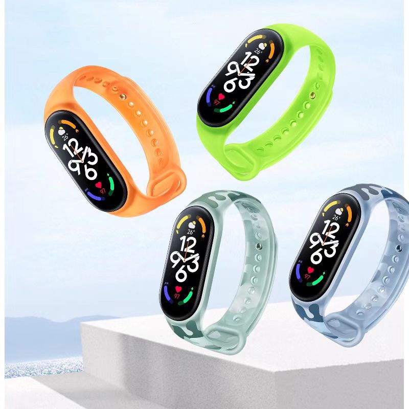 Dây Đeo Thay Thế Chất Liệu Silicon Hoạ Tiết Rằn Ri Cho Xiaomi Mi Band 7