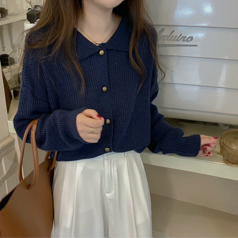 Cardigan dài tay áo dệt kim của phụ nữ Đầu mùa thu năm 2021 Phong cách Hàn Quốc