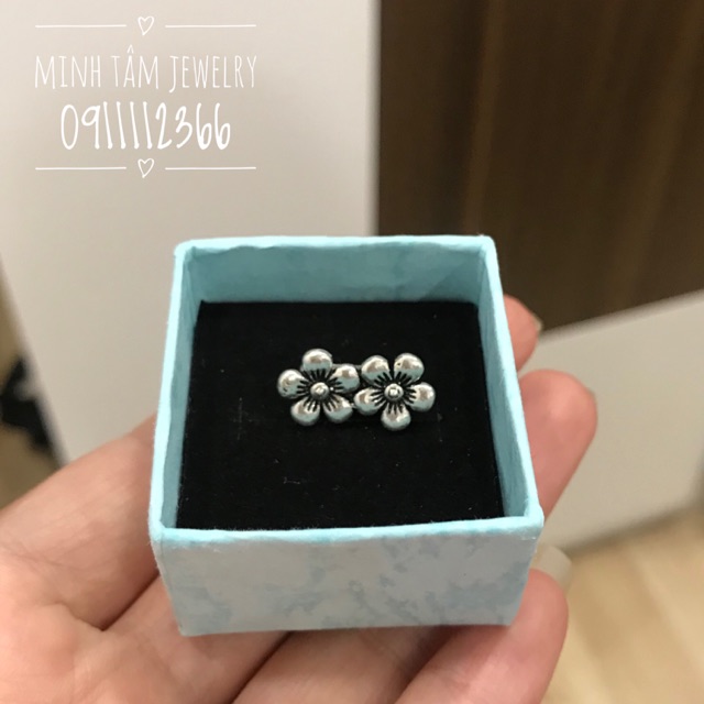Charm hoa mai xuyên hai vòng bạc S925