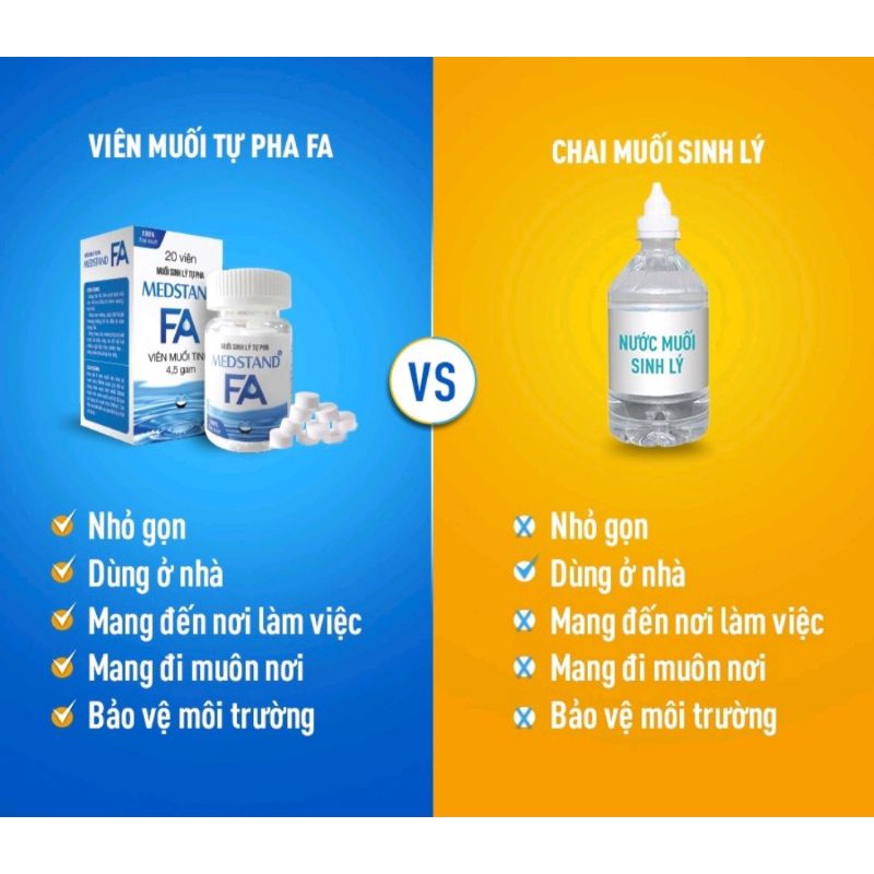 Viên muối sinh lý tự pha Medstand FA chính hãng, tiện dụng nhất thị trường