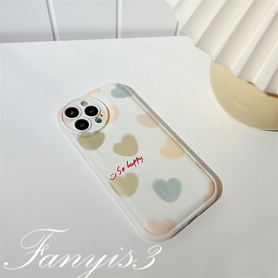 Ốp Điện Thoại Mềm Đệm Khí In Hình Trái Tim Nhiều Màu Sắc Cho iPhone 14 13 12 11 Pro Max X XR Xs Max 8 7 6 6s Plus SE 2020