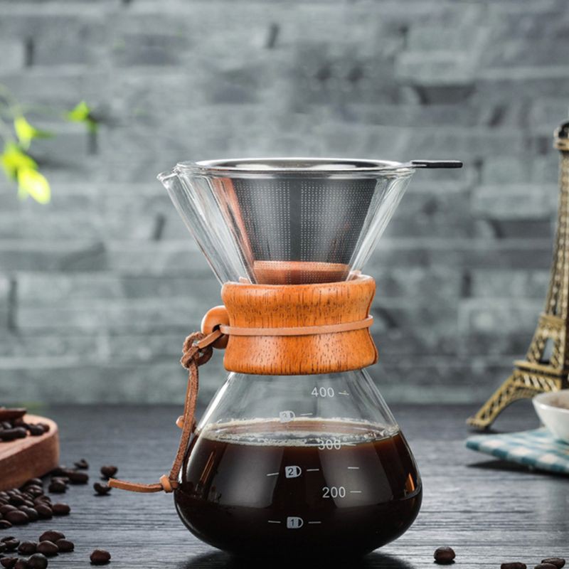 Bình pha cà phê Chemex bằng thủy tinh chịu nhiệt tiện dụng