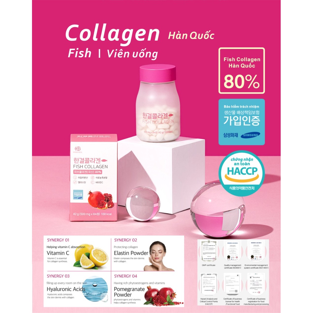 Viên uống Collagen Cá - Fish Collagen - Viên uống đến từ Hàn Quốc - Hộp 84 viên *500mg - Skin for Yo
