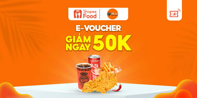 HCM [E-Voucher] Mã giảm giá 50k cho đơn từ 120k khi đặt 3 Râu - Gà Rán trên ShopeeFood tại ứng dụng Shopee