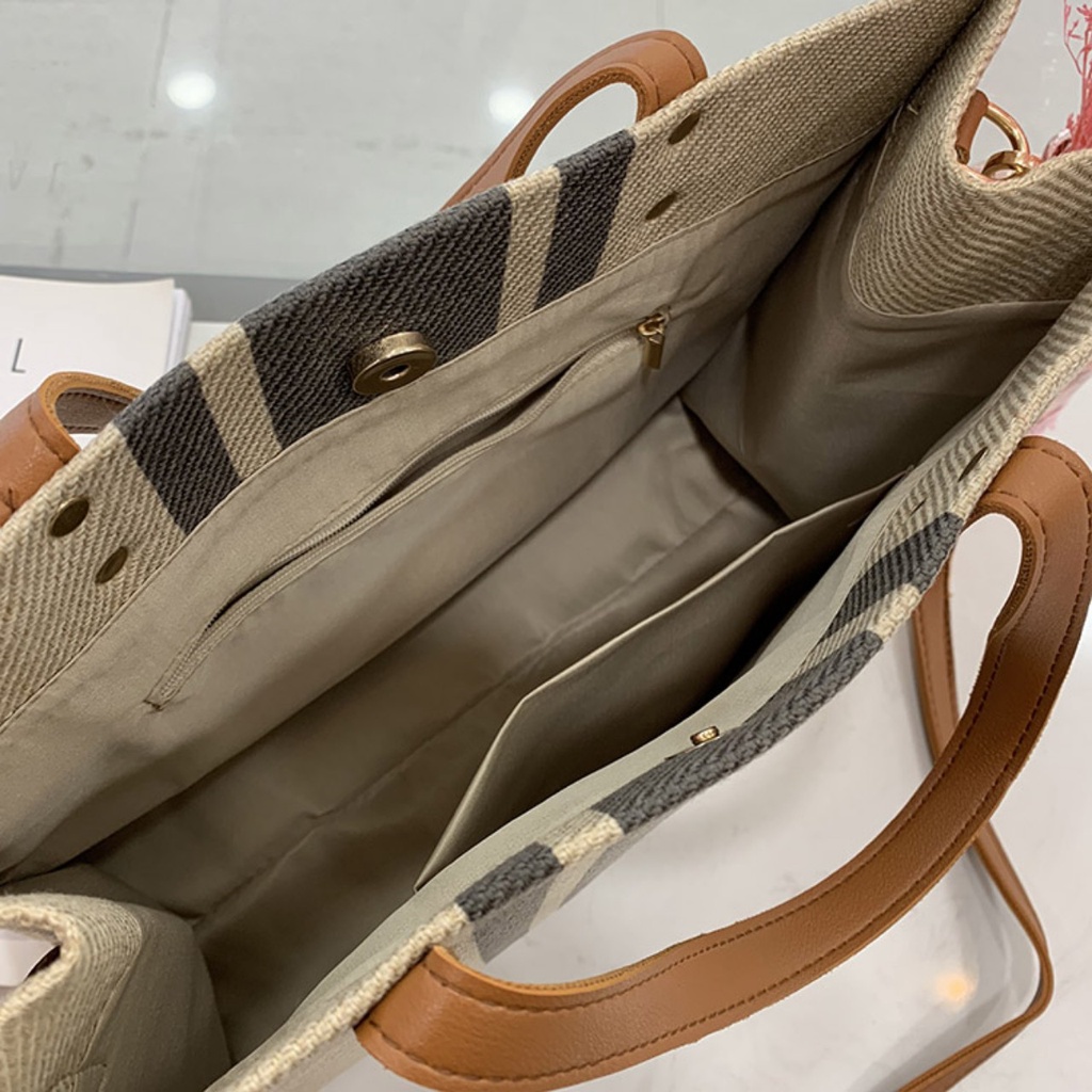 Túi Xách Nam Nữ Bằng Vải Đay Gai Kẻ Sọc Phong Cách Vintage Có Quai Đeo Unisex - Túi Xách Thời Trang