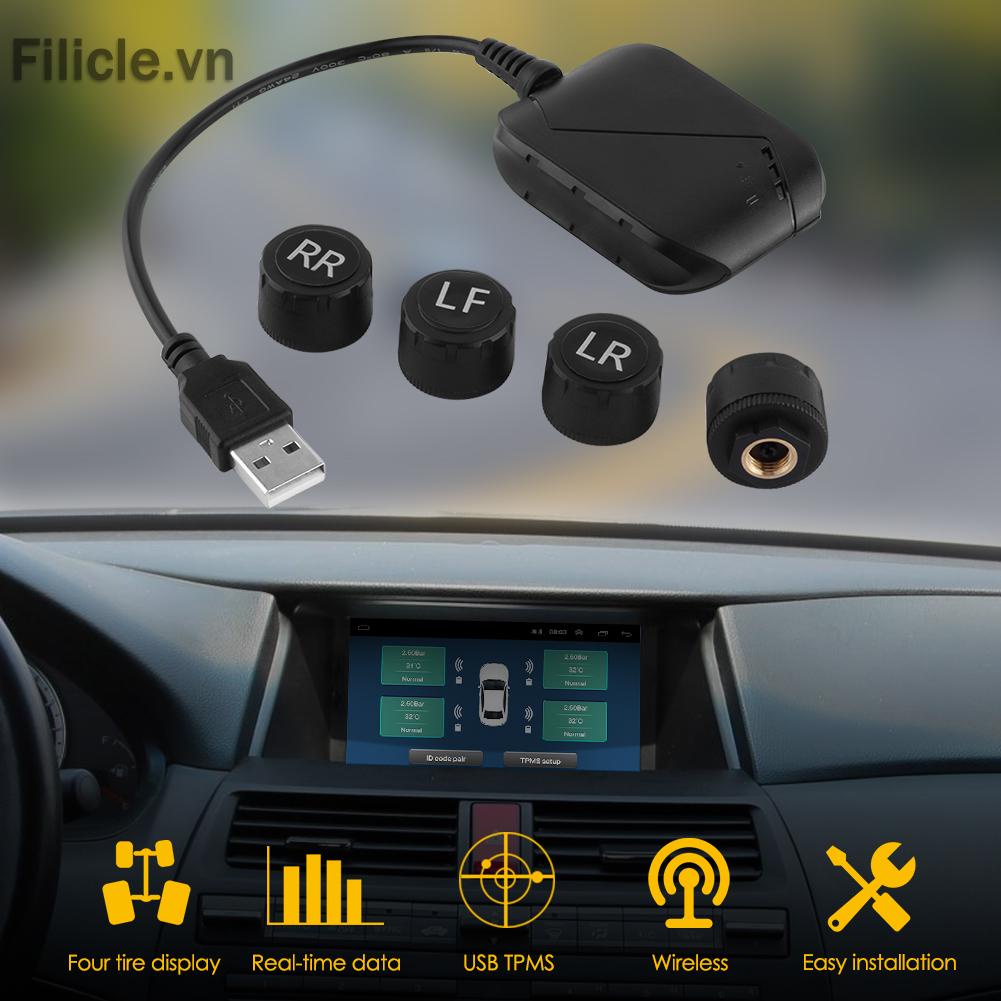 Hệ Thống Theo Dõi Áp Suất Lốp Xe Hơi Kết Nối USB 3.0 TPMS Cho Android