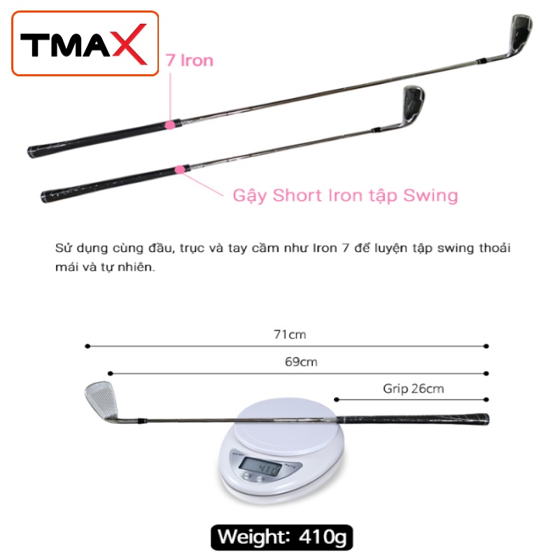 Gậy tập luyện Swing Golf TMAX SHORT IRON tiêu chuẩn quốc tế, tăng khả năng swing, tập luyện mọi lúc mọi nơi