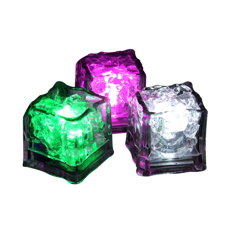 Khối Đá Viên Đá Trong Suốt Có Đèn LED Phát Sáng Chống Nước Trang Trí Đồ Uống