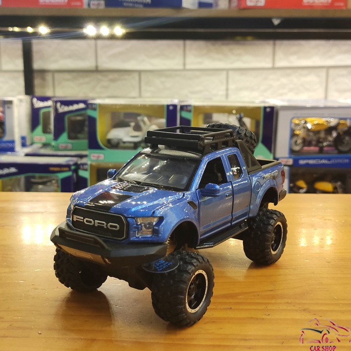 XE MÔ HÌNH SẮT FORD F150 OFFROAD Tỉ Lệ 1:32 Hãng Miniauto màu xanh