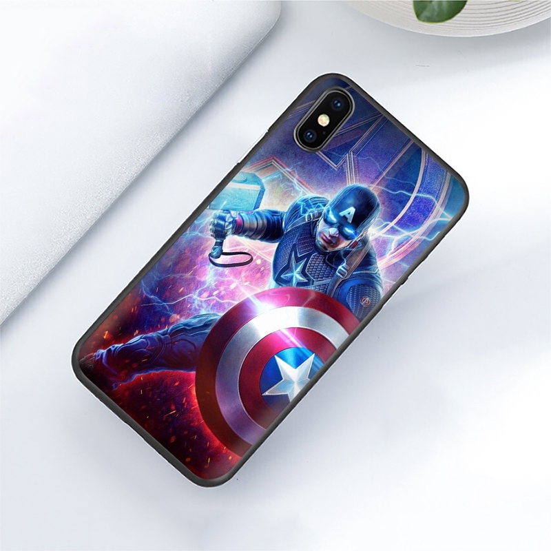 Ốp điện thoại hình Marvel Avengers captain ironman thanos cho Apple iPhone 11 Pro XS Max XR X 8 7 6S 6 Plus 5S 5 SE 2020