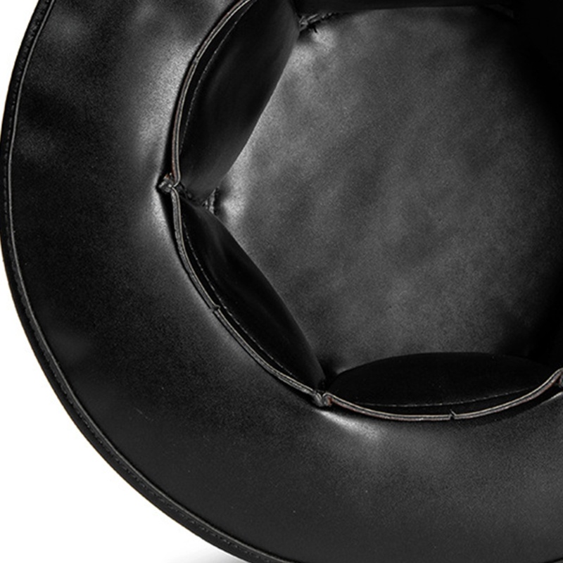 Mũ Phù Thủy Hóa Trang Halloween Bằng Da PU Màu Đen Phong Cách Retro