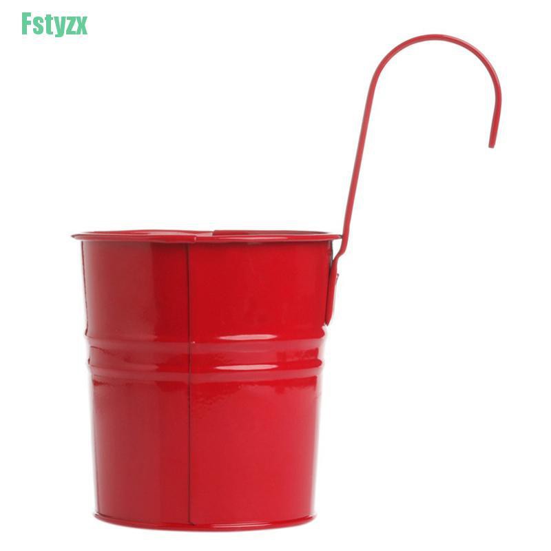 fstyzx Cute Metal Iron Flower Pot Hanging Vase Bucket Balcony Garden Planter Home Decor