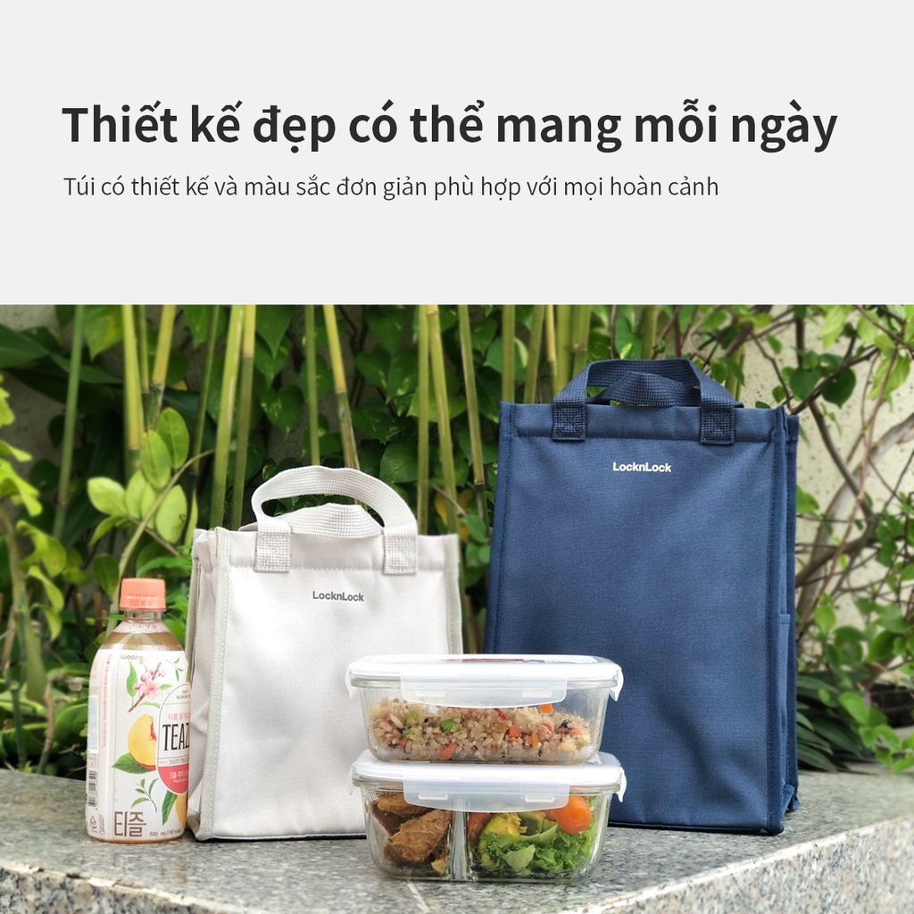 [Mã LIFEHL25 giảm 10% đơn 350K] Bộ túi hộp cơm thủy tinh Lock&amp;Lock Lunch box set - LLG429DS2 (2 màu)