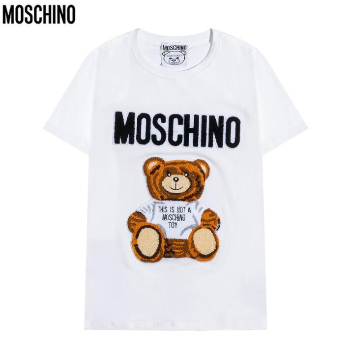 Áo Thun Chất Liệu Vải Cotton Tay Ngắn Có Thêu Hoạ Tiết Moschino