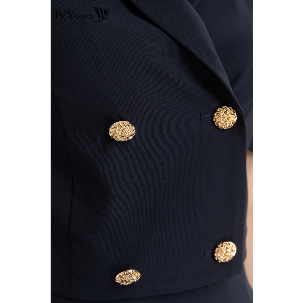 Áo Croptop cổ vest tay bồng nữ IVY moda MS 16B9234