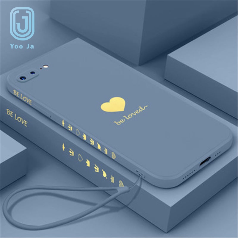 Ốp điện thoại TPU họa tiết trái tim kèm dây đeo cho Xiaomi Mi 8 9 9SE POCO F3 Redmi Note 7 8 9 10 Pro