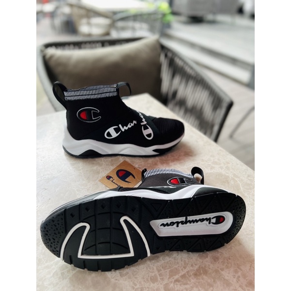 Giày sneaker nam CHAMPION đen ko dây size fit chân 40.5/41/41.5/42/42.5 - Hàng full box, nhập Mỹ